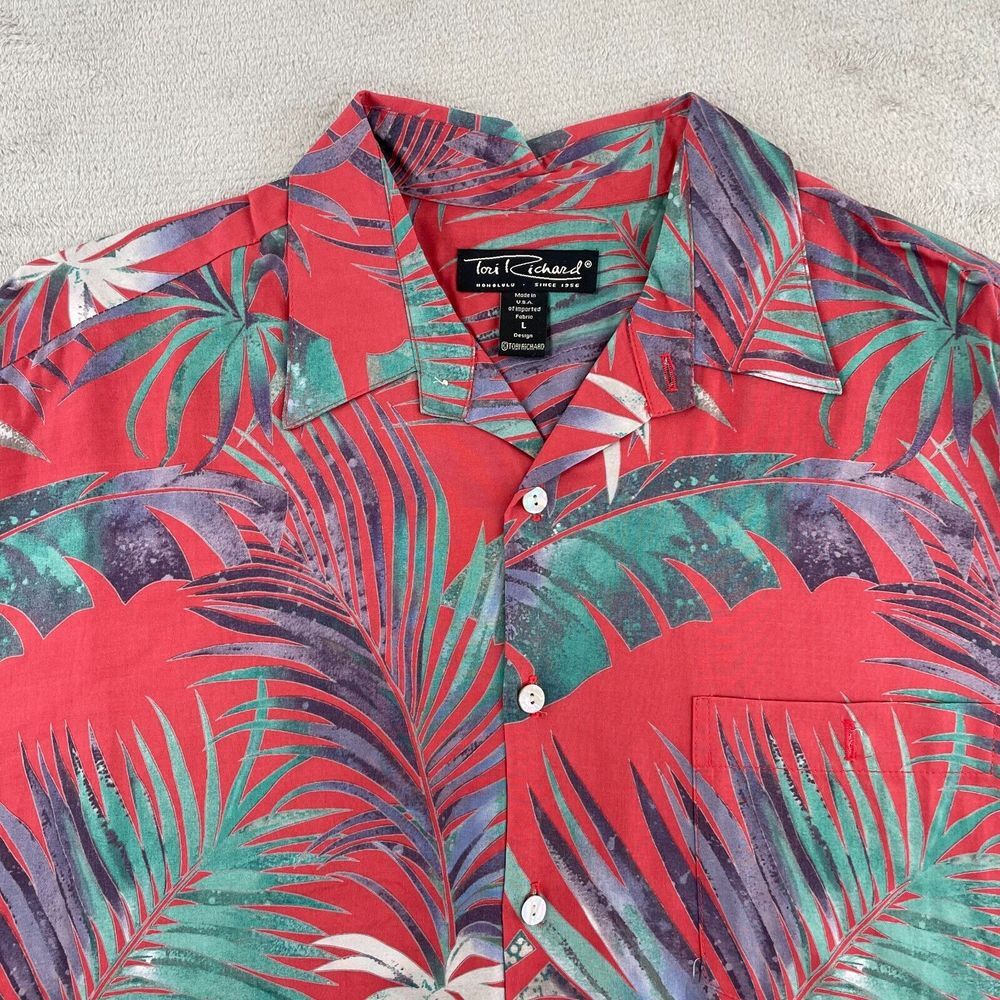 Vintage Tori Richard Shirt Men Large Multi Floral Hawaiian Mother Pearl Buttons